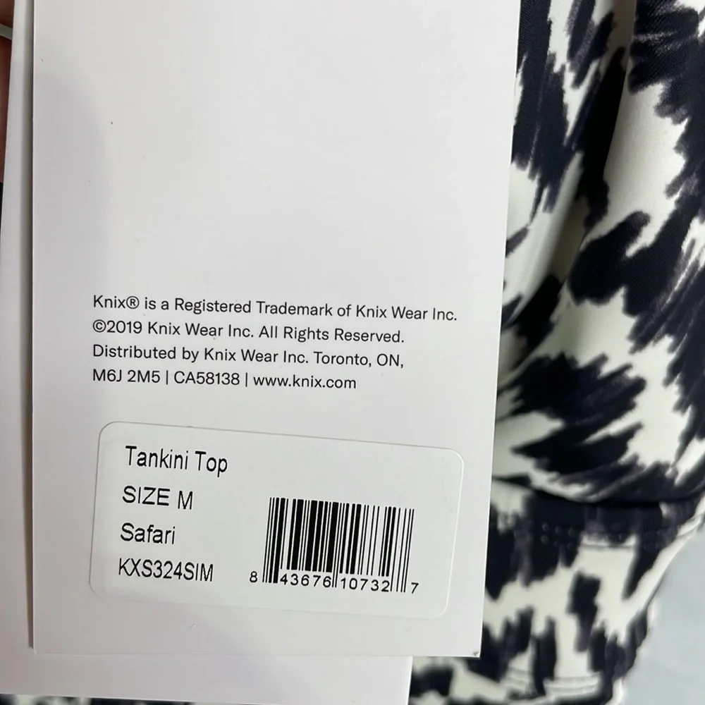 NWT Knix nwt cream, black, gray abstract, print tankini top